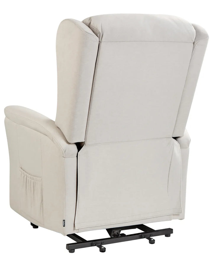 Electric Recliner Chair With Footrest Fabric Light Beige Denison