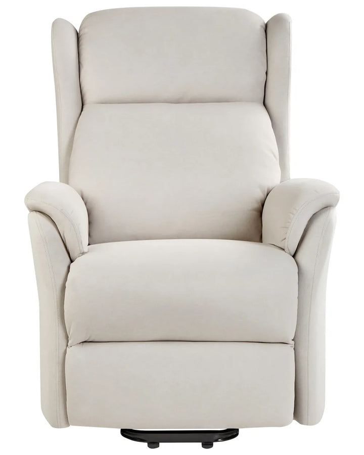 Electric Recliner Chair With Footrest Fabric Light Beige Denison