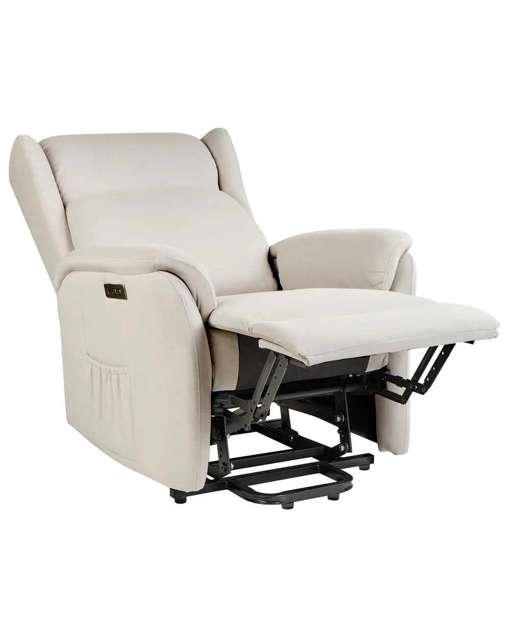 Electric Recliner Chair With Footrest Fabric Light Beige Denison