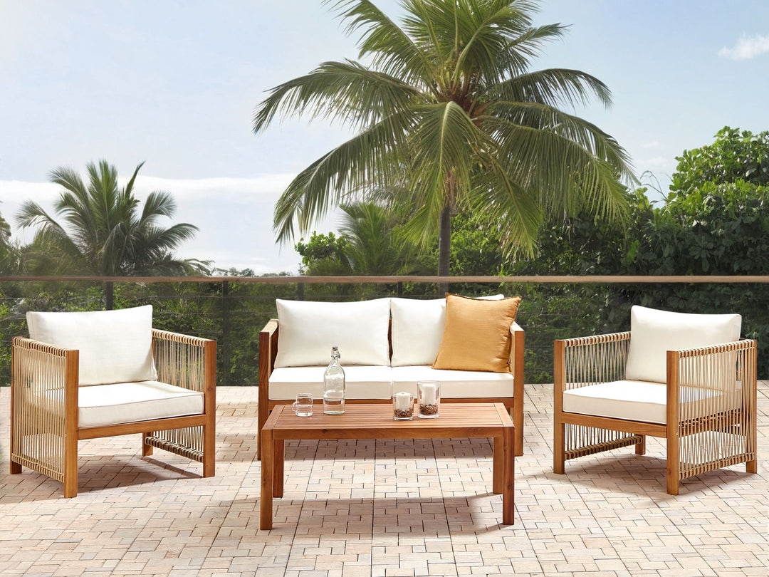 Antria Garden Lounge Set with Table 4 Seater Acacia Wood Beige