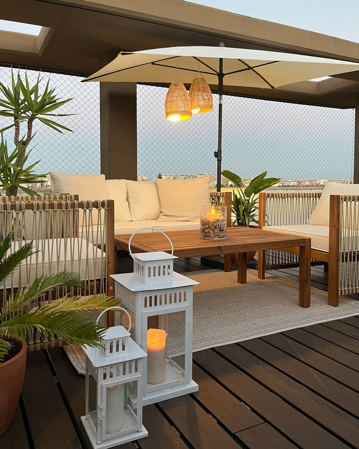 Antria Garden Lounge Set with Table 4 Seater Acacia Wood Beige
