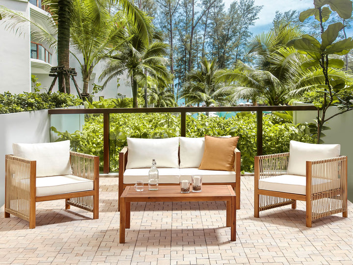 Antria Garden Lounge Set with Table 4 Seater Acacia Wood Beige