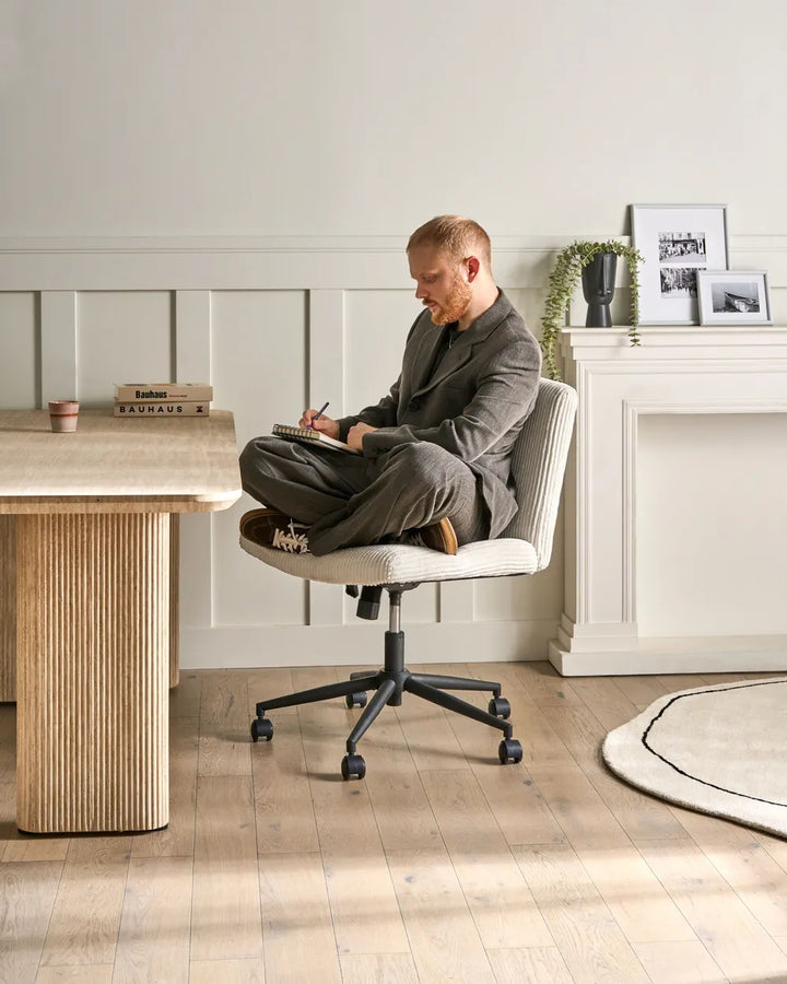 Desk Chair Corduroy White Koree