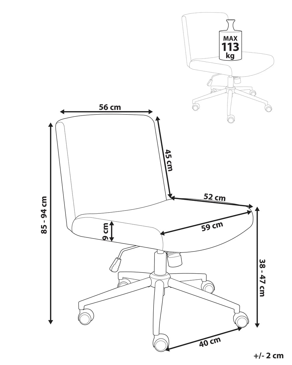 Desk Chair Corduroy White Koree