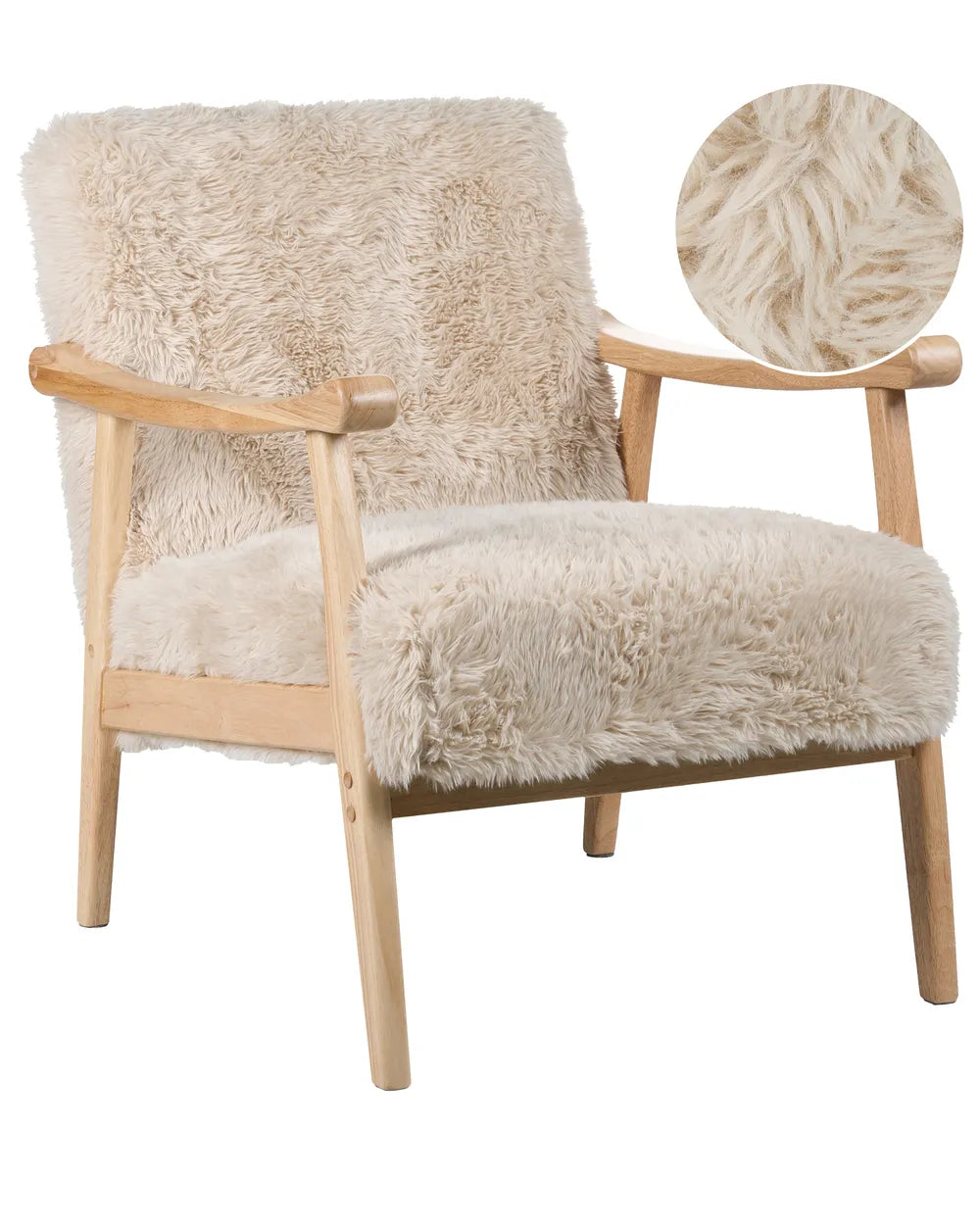 Armchair Faux Fur Light Beige Havva