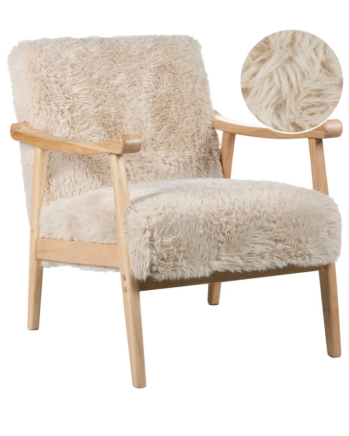 Armchair Faux Fur Light Beige Havva