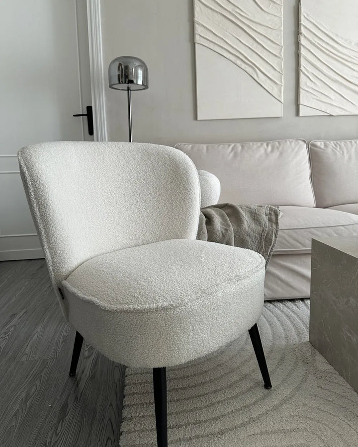 Armchair Boucle White Smelda
