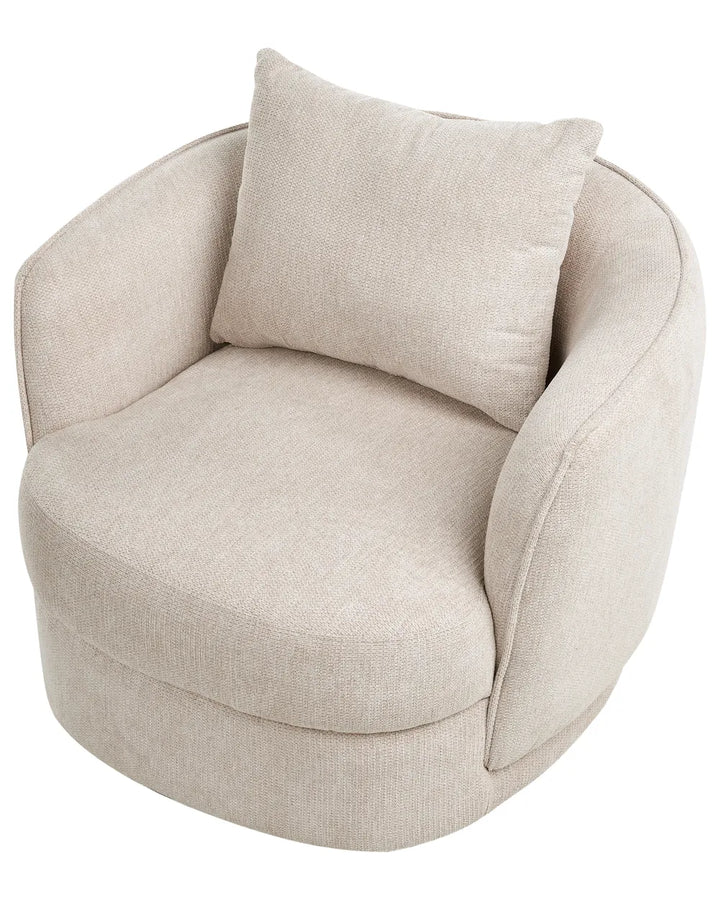 Swivel Armchair Fabric Light Beige Glendora