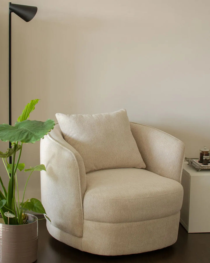 Swivel Armchair Fabric Light Beige Glendora