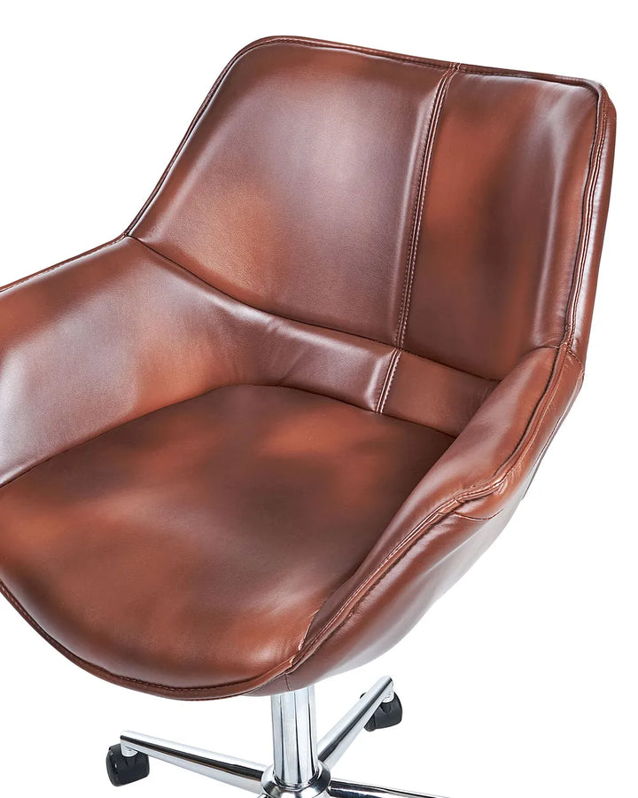 Desk Chair Faux Leather Dark Brown Syasia