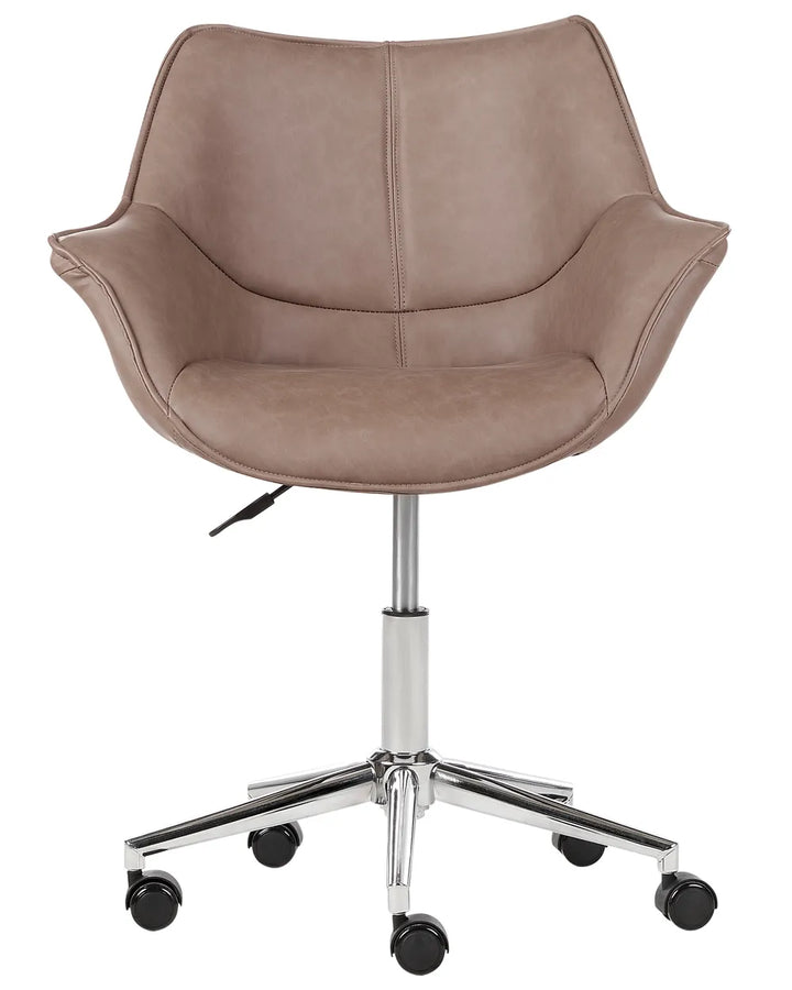 Desk Chair Faux Leather Light Brown Syasia