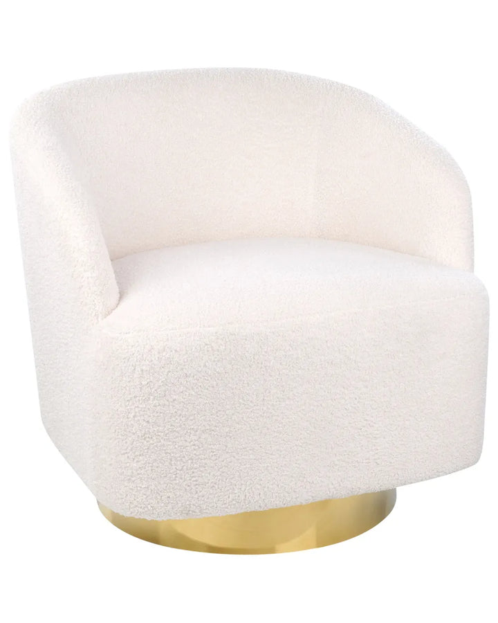 Swivel Armchair Boucle Off-White Hana