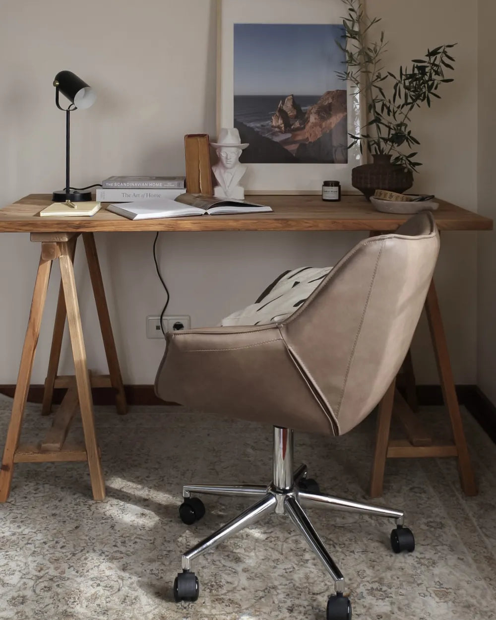 Desk Chair Faux Leather Light Brown Syasia