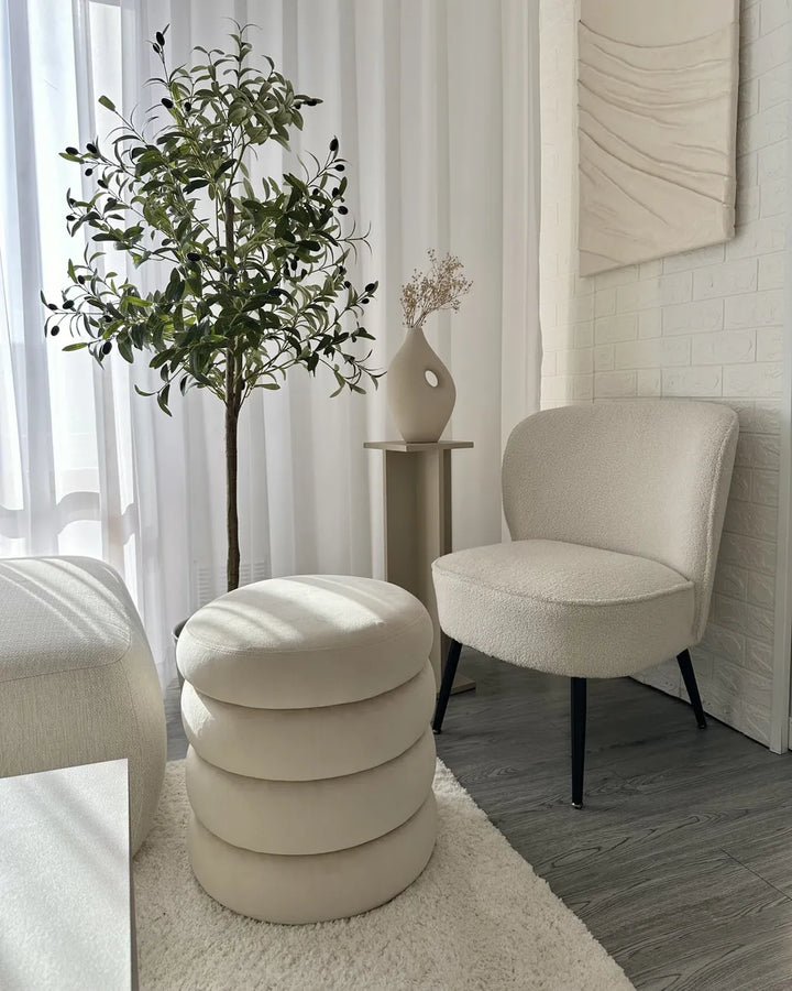 Armchair Boucle White Smelda