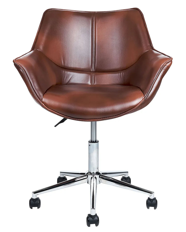 Desk Chair Faux Leather Dark Brown Syasia