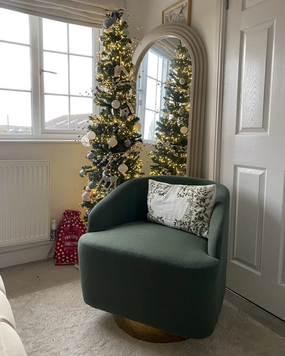 Swivel Armchair Fabric Green Hana
