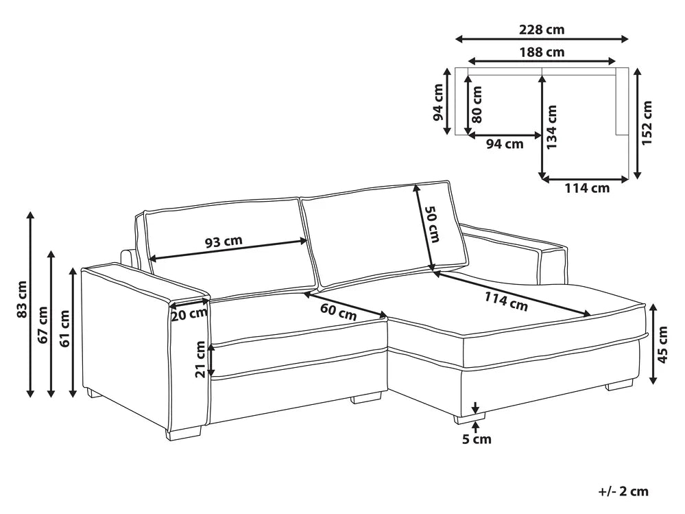 Corner Sofa Fabric Taupe Left Hand Adna