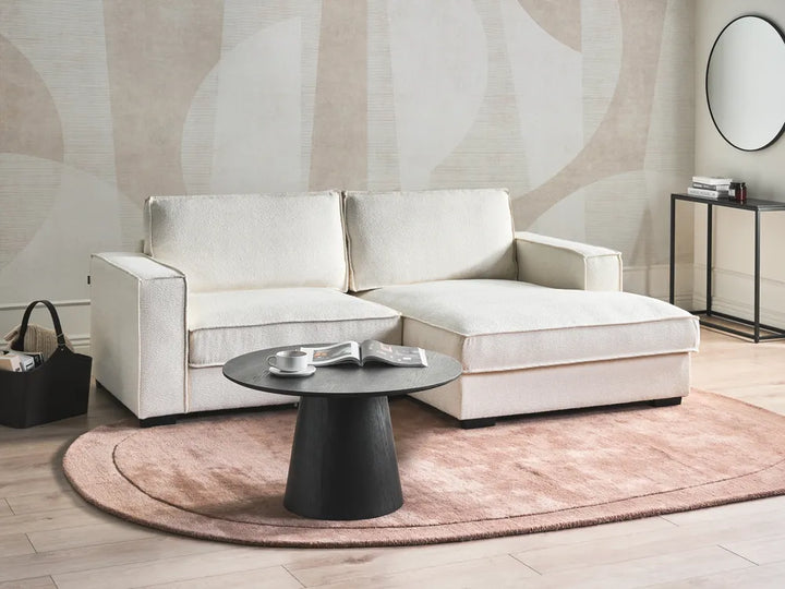 Corner Sofa Boucle Light Beige Left Hand Adna