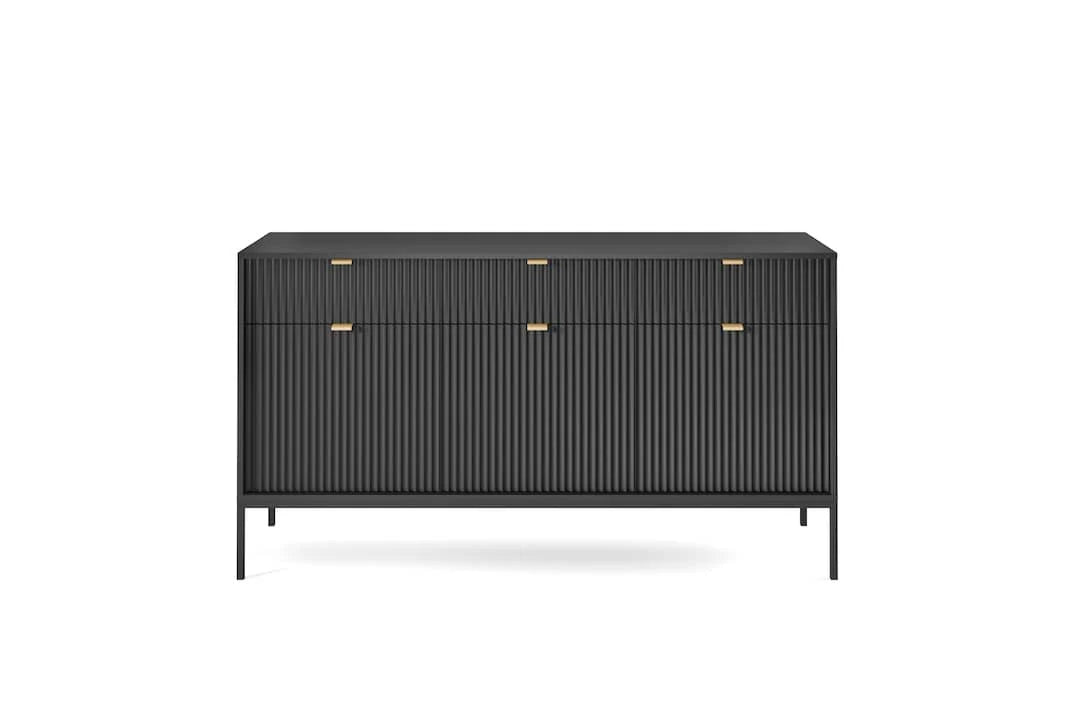 Large Sideboard Cabinet 154cm Black Matt Nova