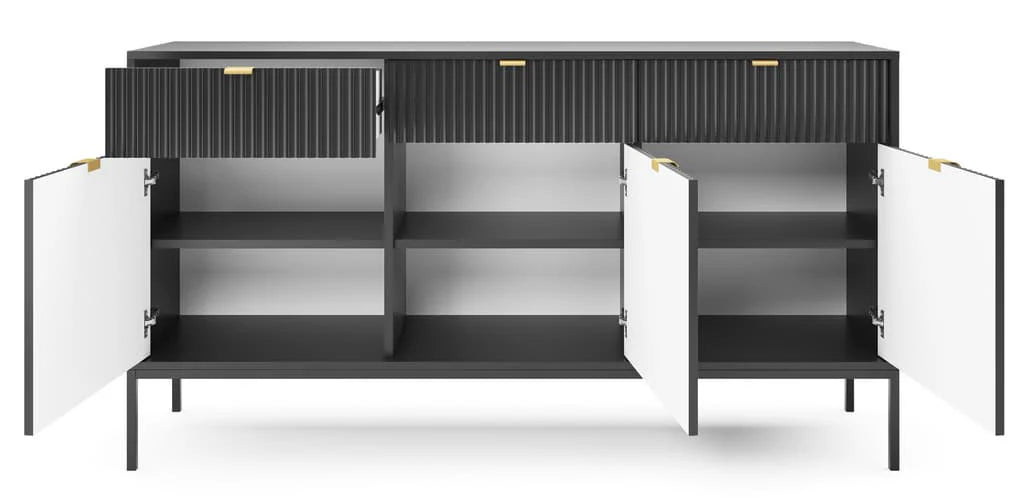 Large Sideboard Cabinet 154cm Black Matt Nova