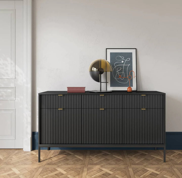 Large Sideboard Cabinet 154cm Black Matt Nova