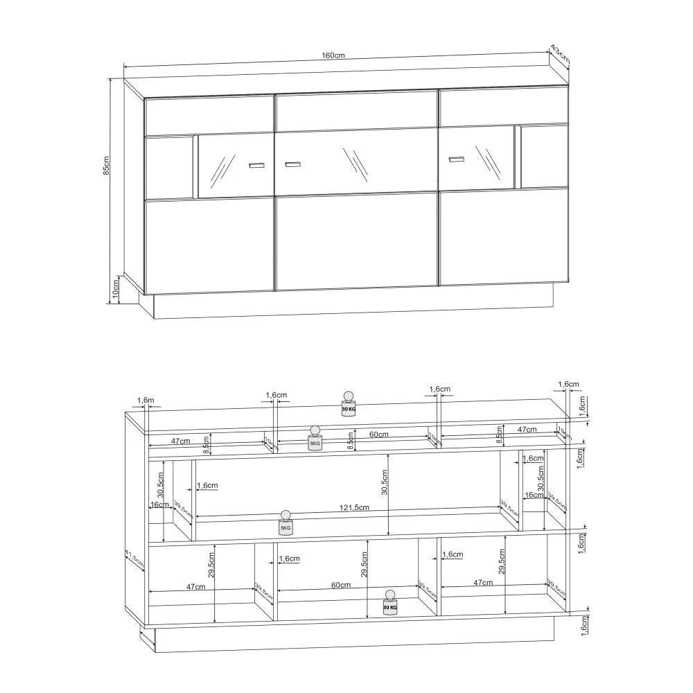 Display Sideboard Cabinet White Gloss Sensis 84