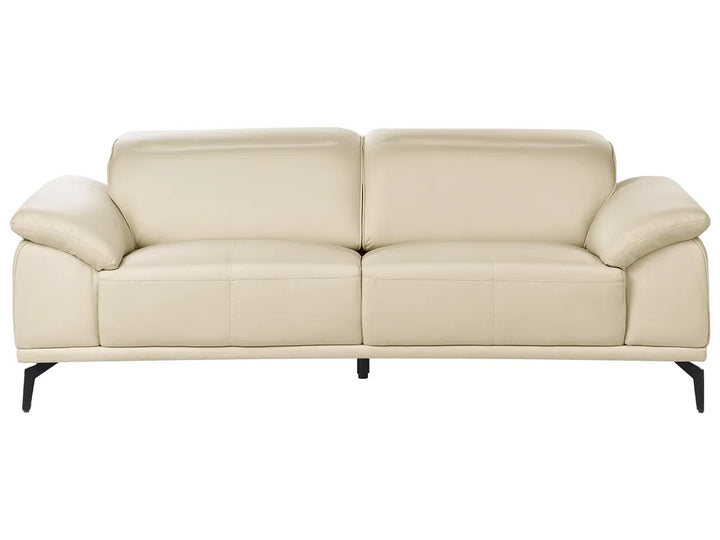 Beige leather sofa on a white background