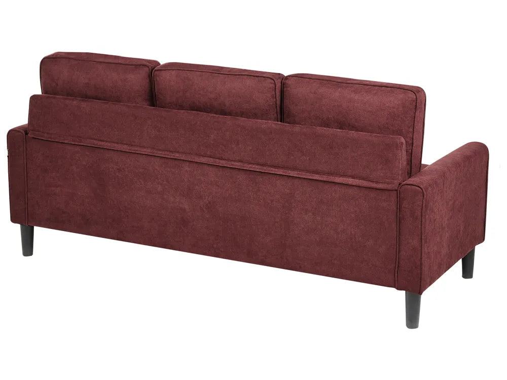 Sofa 3 Seater Fabric Burgundy with Ottoman Assuntino