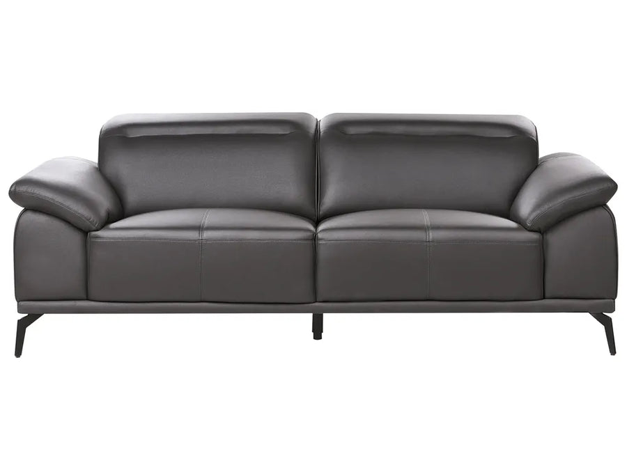 Gray leather sofa on a white background