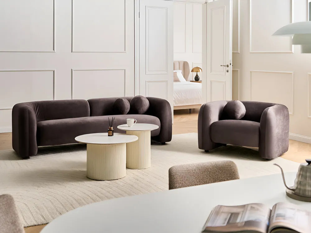 Sofa 3 Seater Velvet Dark Brown Londell