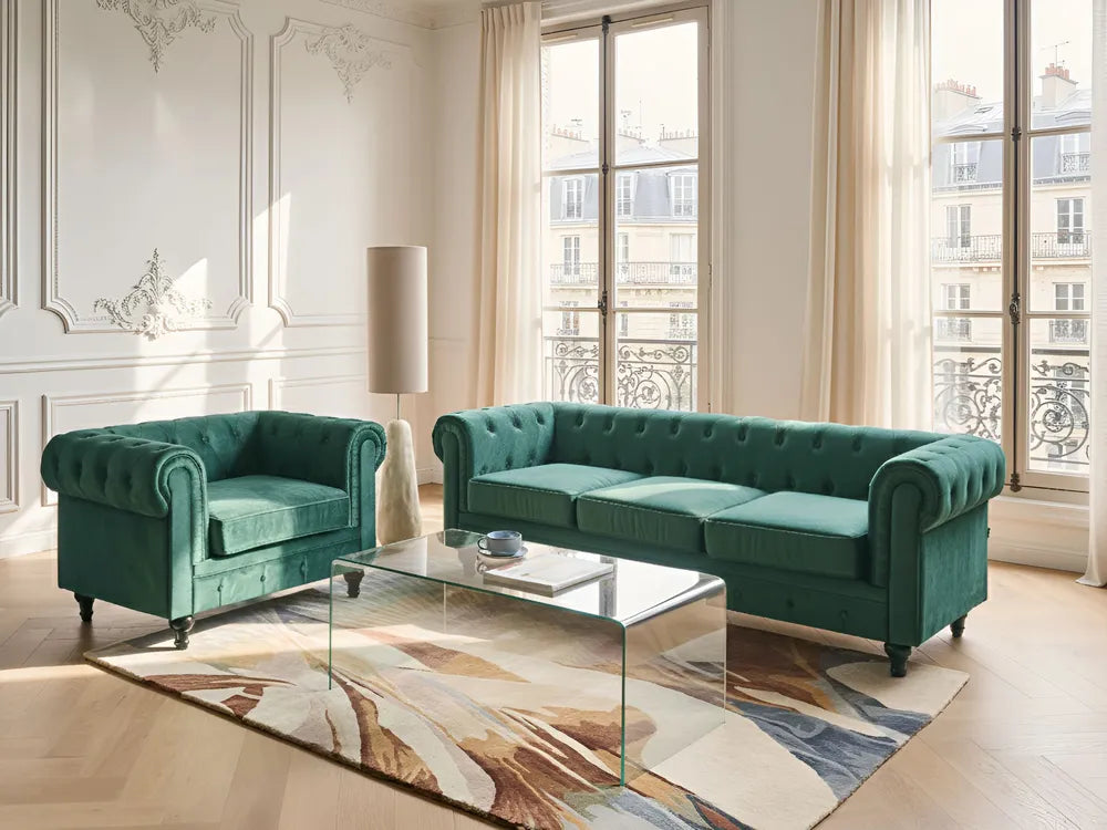 Sofa 3 Seater Velvet Emerald Green Besnard