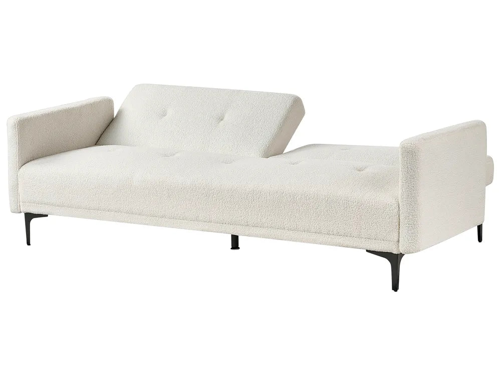 Sofa Bed 3 Seater Boucle Off-White Castera