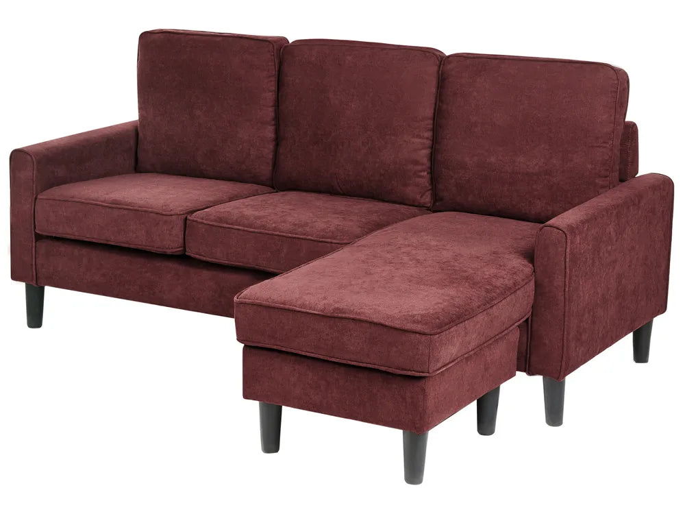 Sofa 3 Seater Fabric Burgundy with Ottoman Assuntino