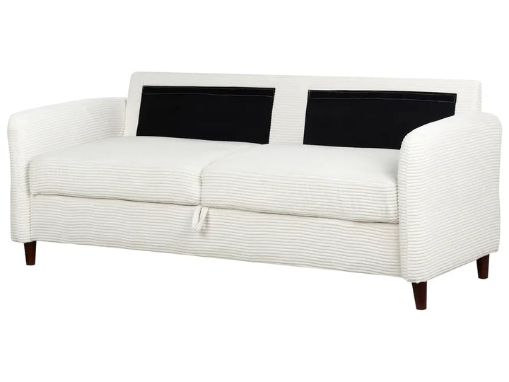 Sofa 3 Seater Corduroy Off-White with Storage Arlo