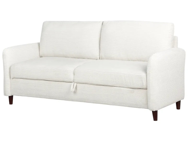 Sofa 3 Seater Corduroy Off-White with Storage Arlo