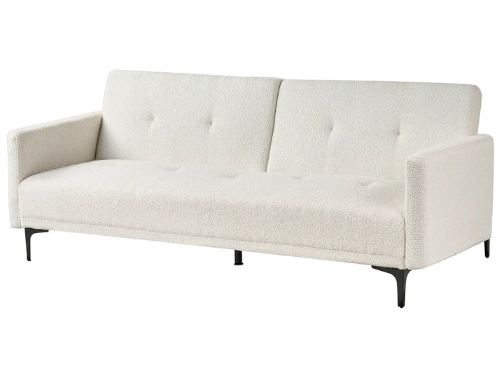 Sofa Bed 3 Seater Boucle Off-White Castera
