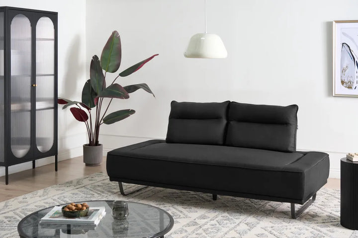 Sofa 3 Seater Fabric Black Ambert
