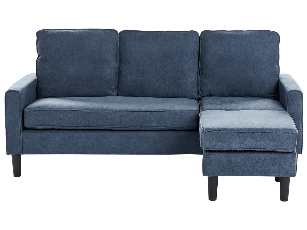 Blue sectional sofa on a white background