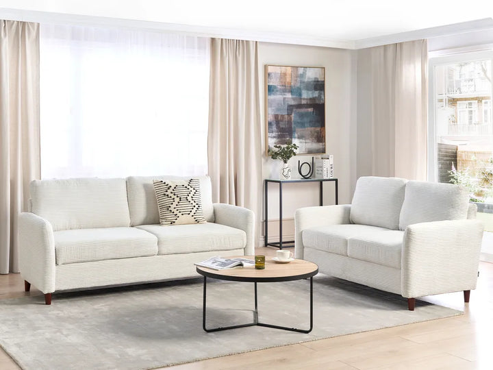 Sofa 3 Seater Corduroy Off-White with Storage Arlo