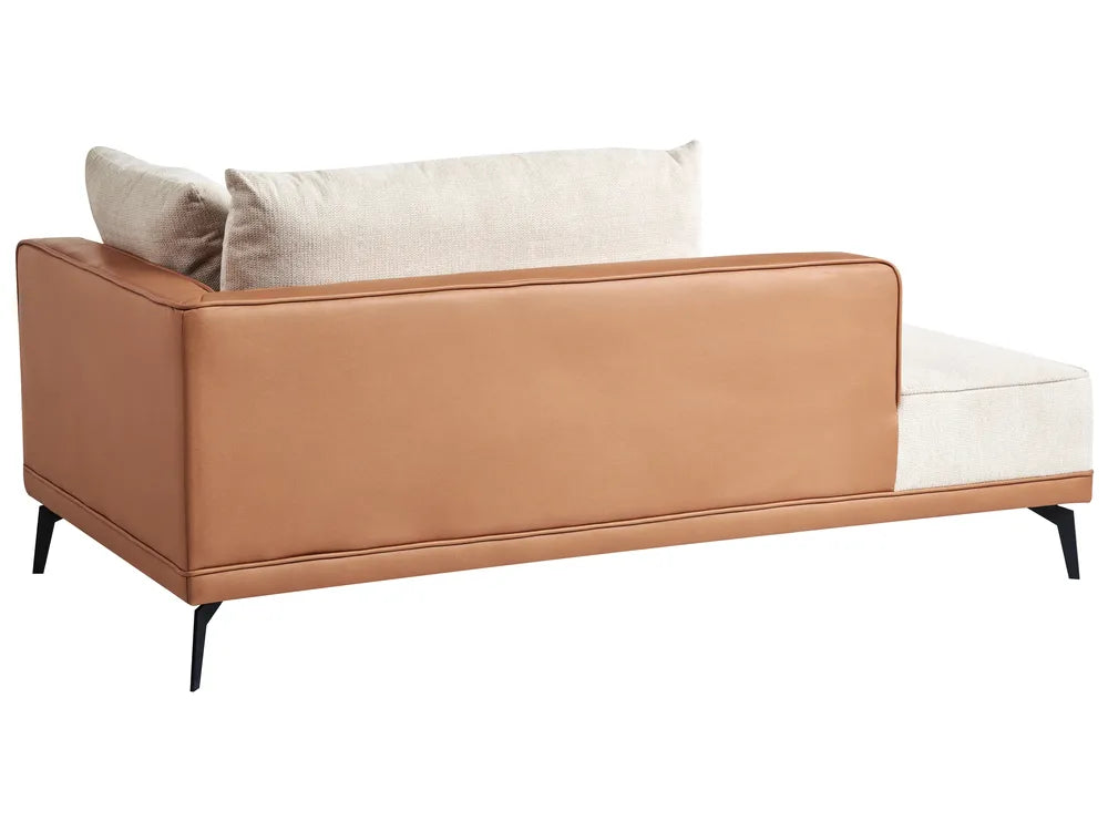 Corner Sofa 3 Seater Fabric Light Beige Right Hand Deaneen