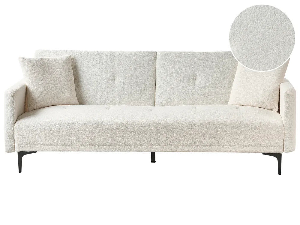 Sofa Bed 3 Seater Boucle Off-White Castera