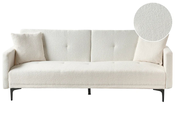 Sofa Bed 3 Seater Boucle Off-White Castera