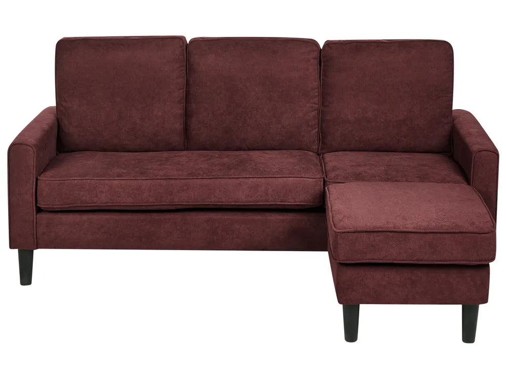 Maroon sectional sofa on a white background