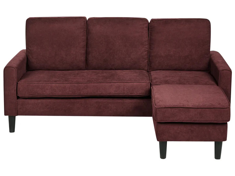Maroon sectional sofa on a white background