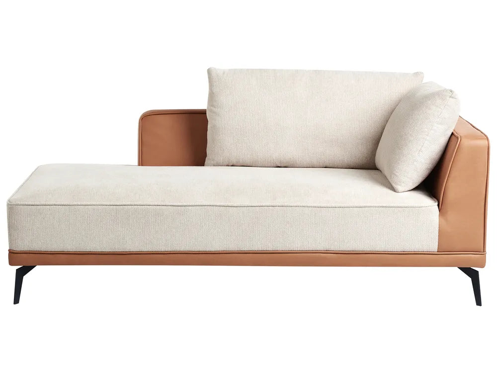 Corner Sofa 3 Seater Fabric Light Beige Right Hand Deaneen