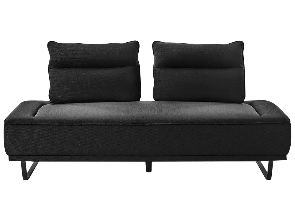 Black sofa with two cushions on a white background