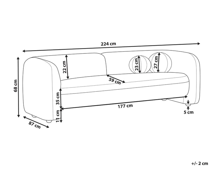 Sofa 3 Seater Velvet Dark Brown Londell