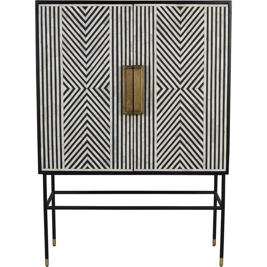 Cabinet with geometric pattern on a white background