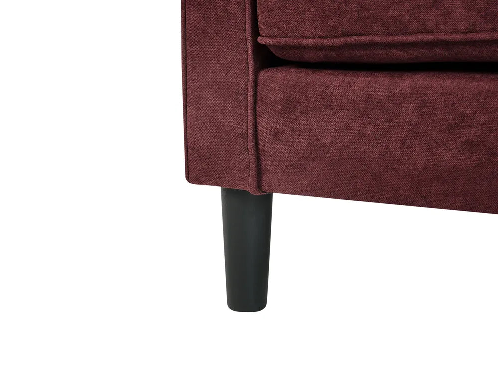 Sofa 3 Seater Fabric Burgundy with Ottoman Assuntino