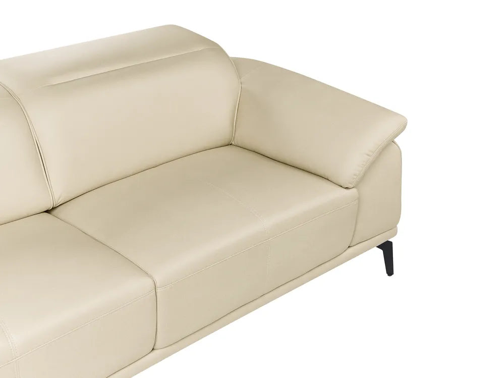 Sofa 3 Seater Faux Leather Beige Jumal